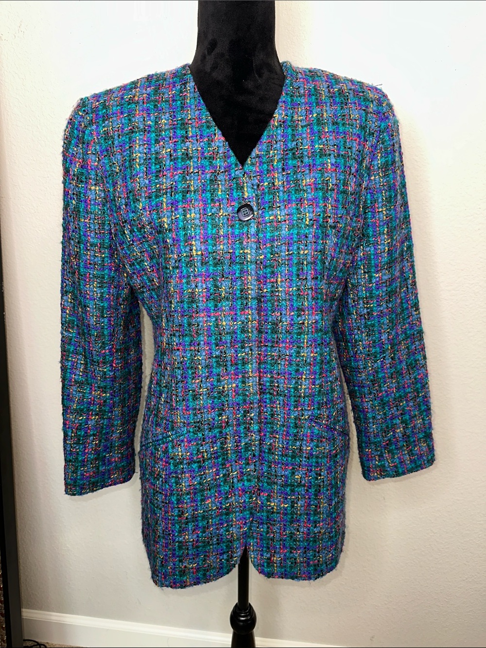 The Limited Teal & Purple Tweed Blazer